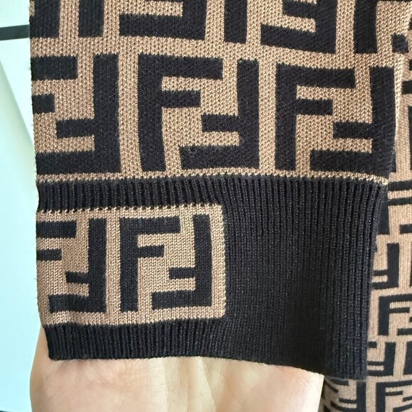 FENDI Brown & BlackMonogram Long Sleeved Knit Dress - Picture 7 of 9